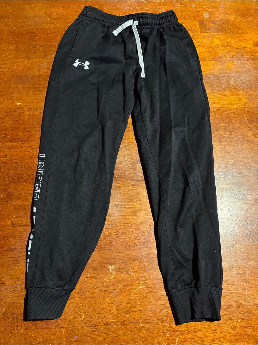 Under Armour Black Jogger Pants with White Logo and Drawstring